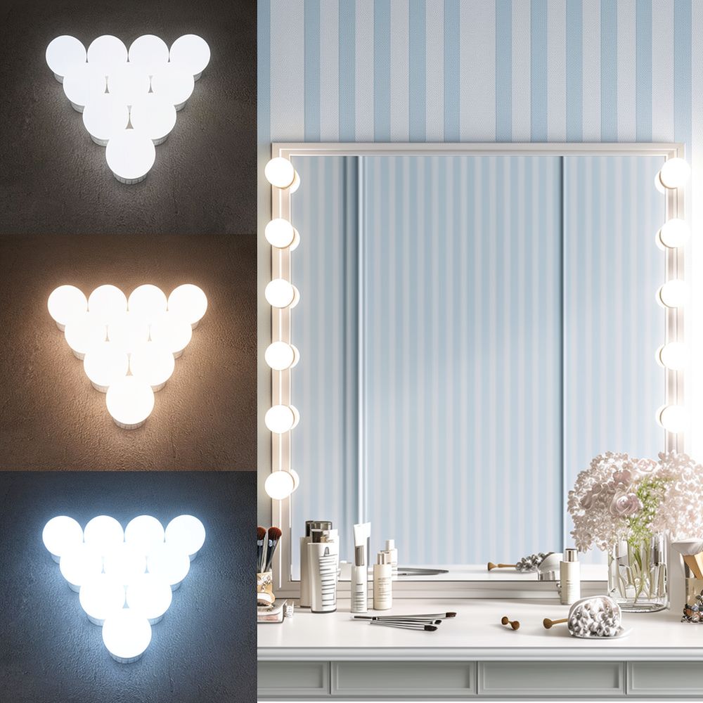 Dressing Table Vanity With Lighted Mirror - Lámparas LED regulables para tocador, estilo