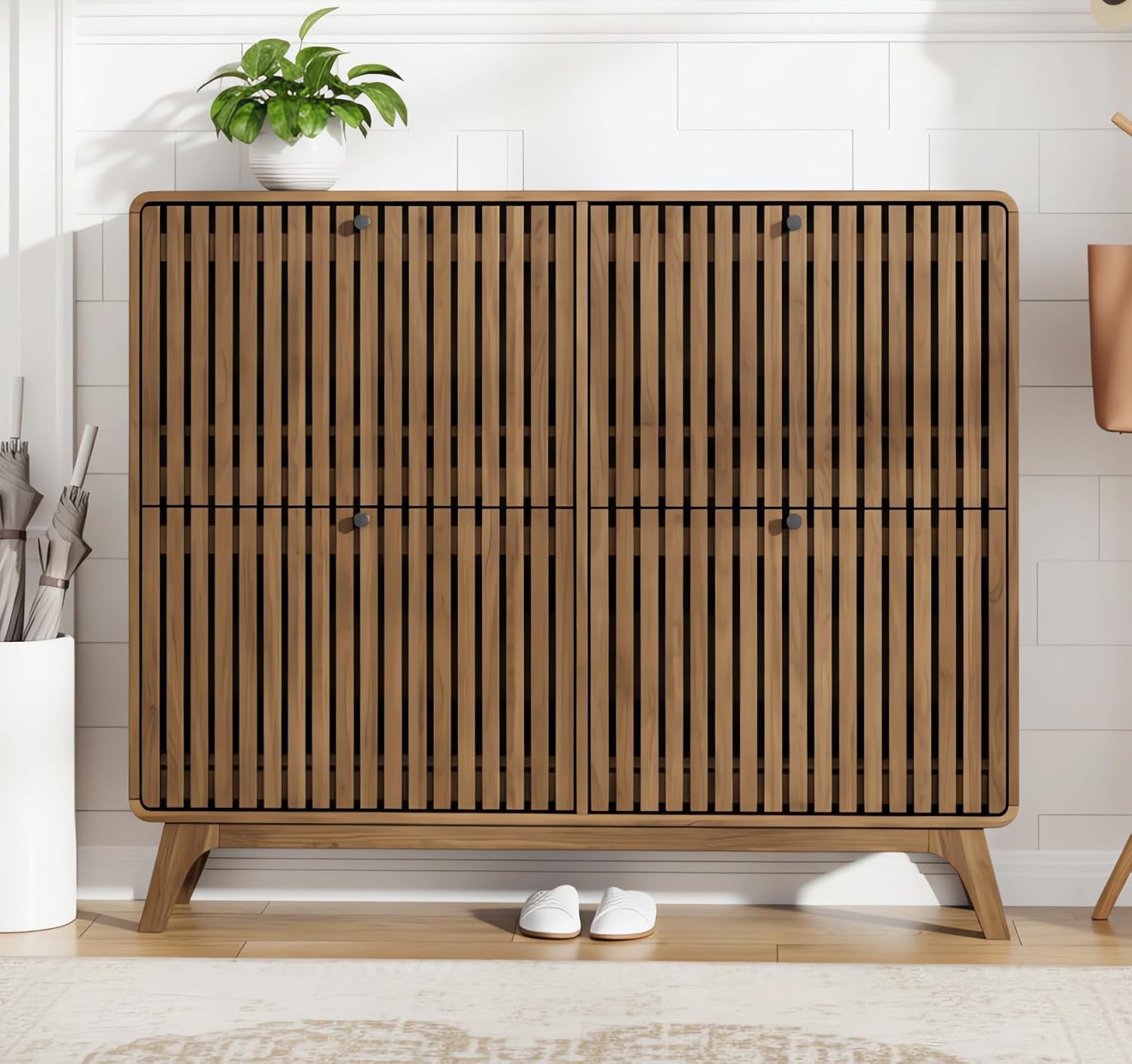 Shoe Rack Cabinet Narrow Entryway - # Zapatero Grande de Bambú con