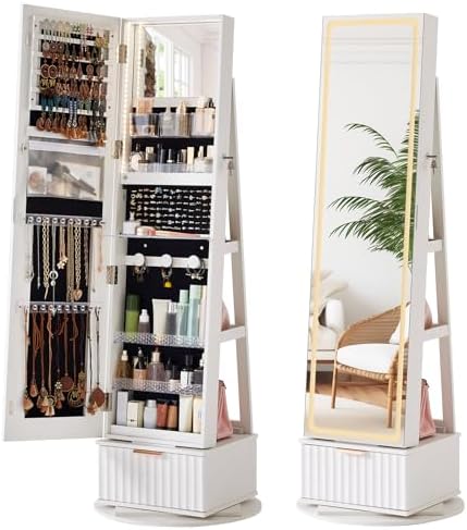 Fluted 360 °   Armario Girator - Full Length Mirror Jewelry Armoire reseña y precio
