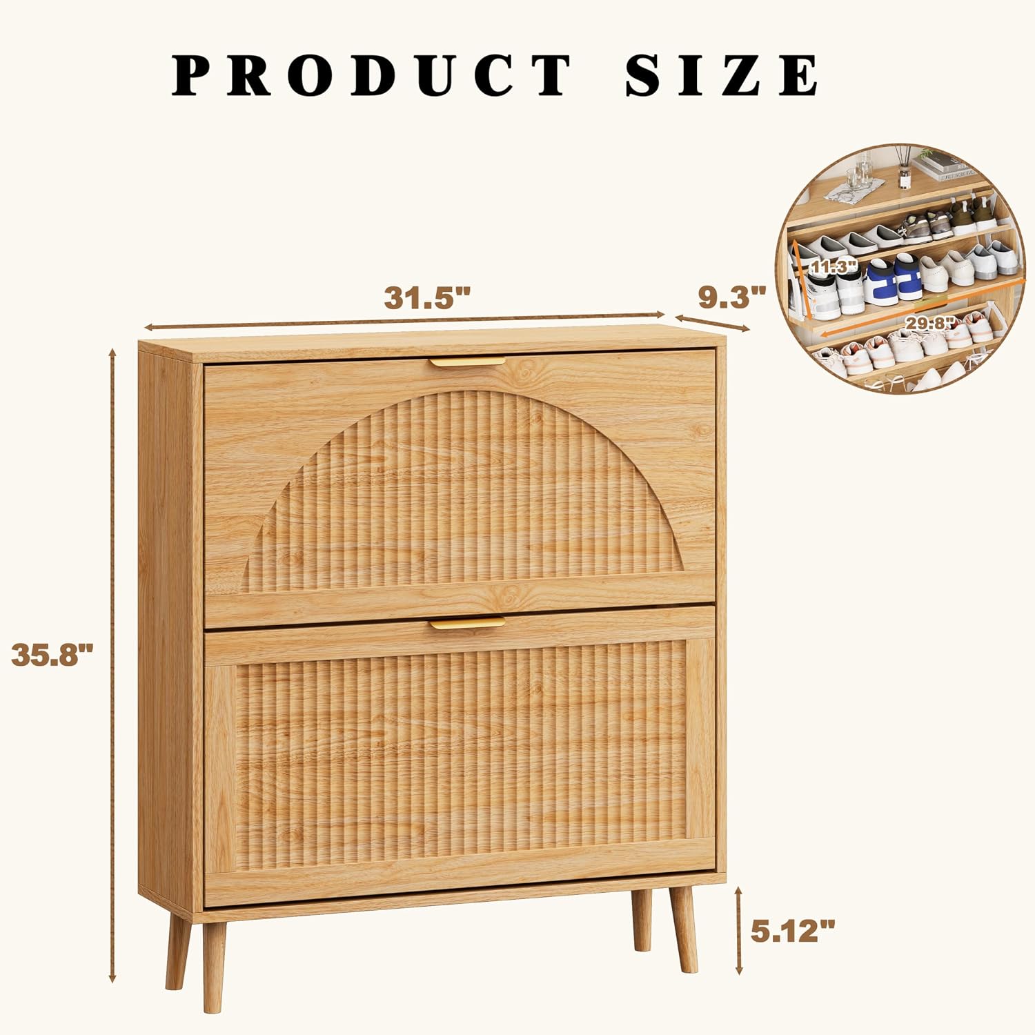 Mueble Zapatero de Madera con  - Shoe Rack Cabinet Narrow Entryway reseña y precio