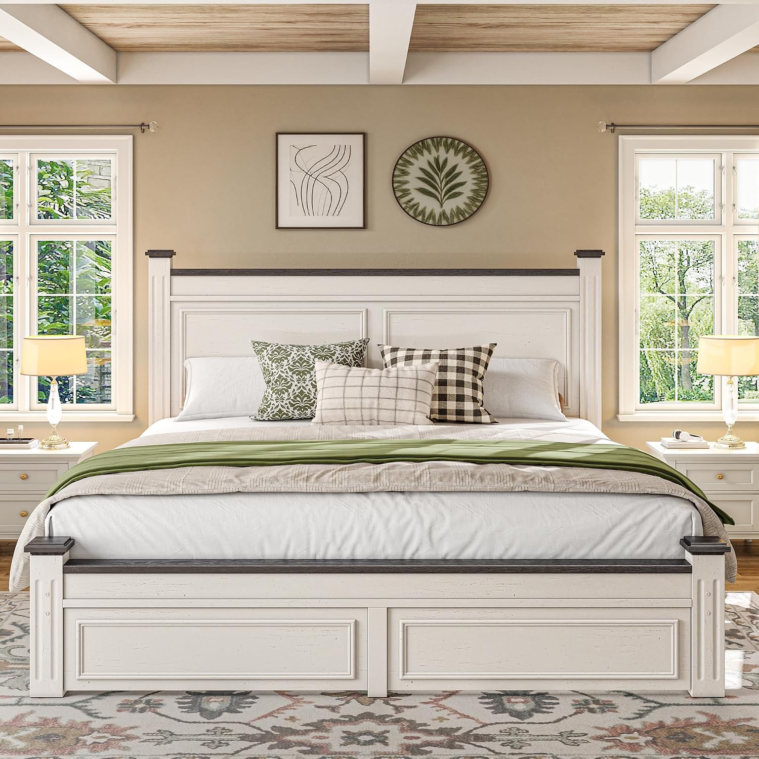 Base de Cama King Size con Cab - King Size Bed Frame With Storage Drawers reseña y precio