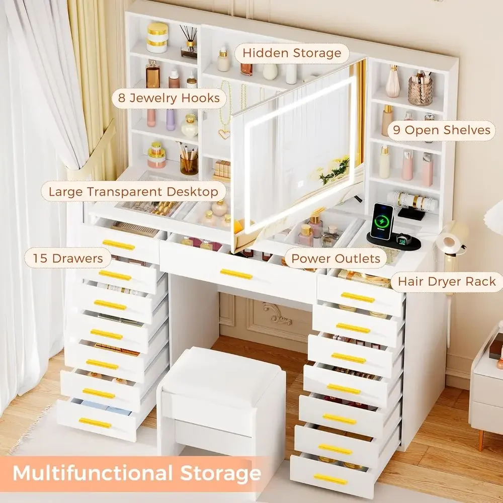 Tocador con Espejo LED e Ilumi - Dressing Table Vanity With Lighted Mirror reseña y precio