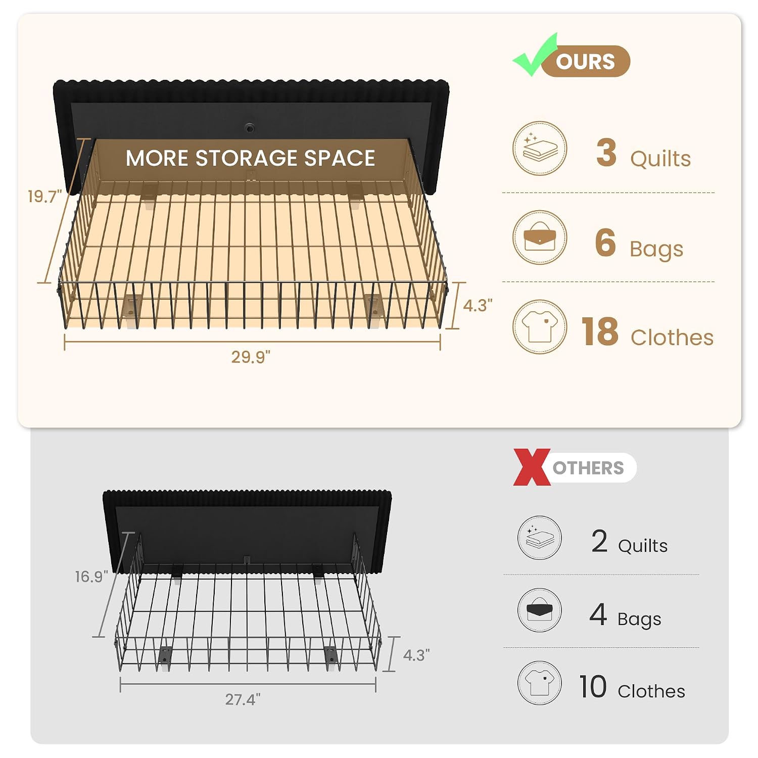 Base de Cama King Size con 4 C - King Size Bed Frame With Storage Drawers reseña y precio