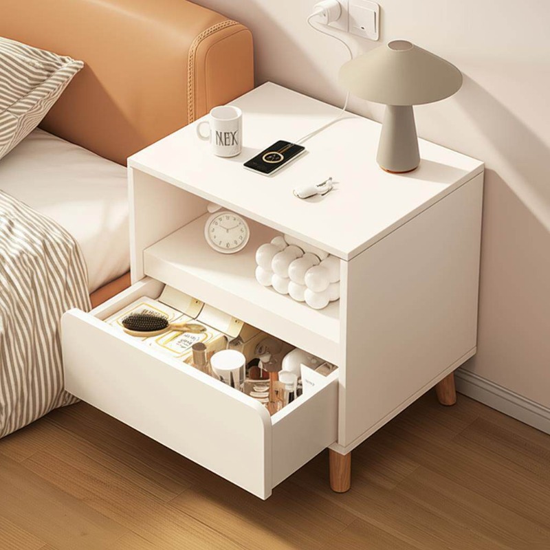 Mesita de noche blanca para do - Solid Wood Nightstand 2 Drawers reseña y precio