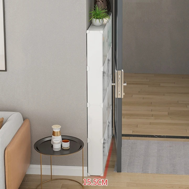 ‌ Zapatero sin taladro sobre l - Shoe Rack Cabinet Narrow Entryway reseña y precio