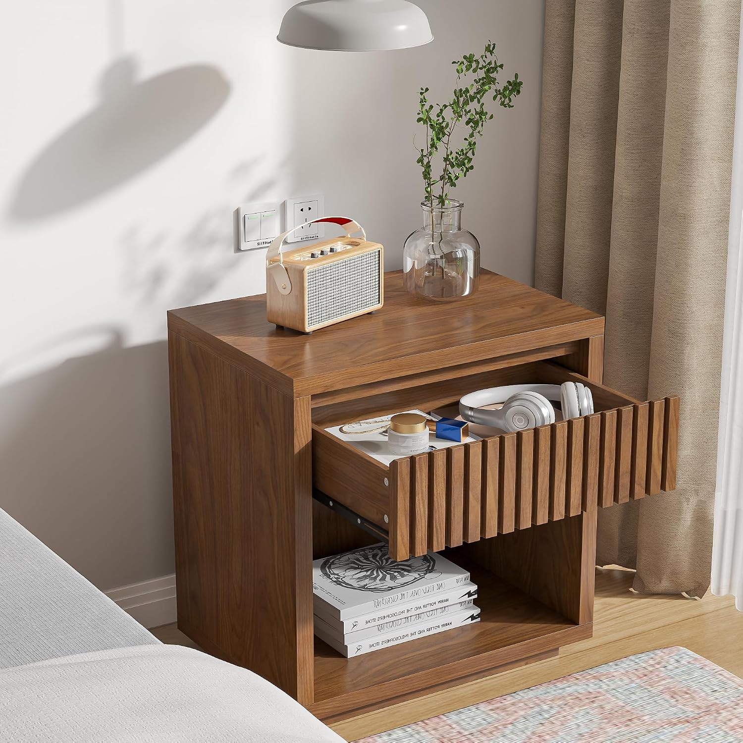 Juego de 2 mesitas de noche co - Solid Wood Nightstand 2 Drawers reseña y precio