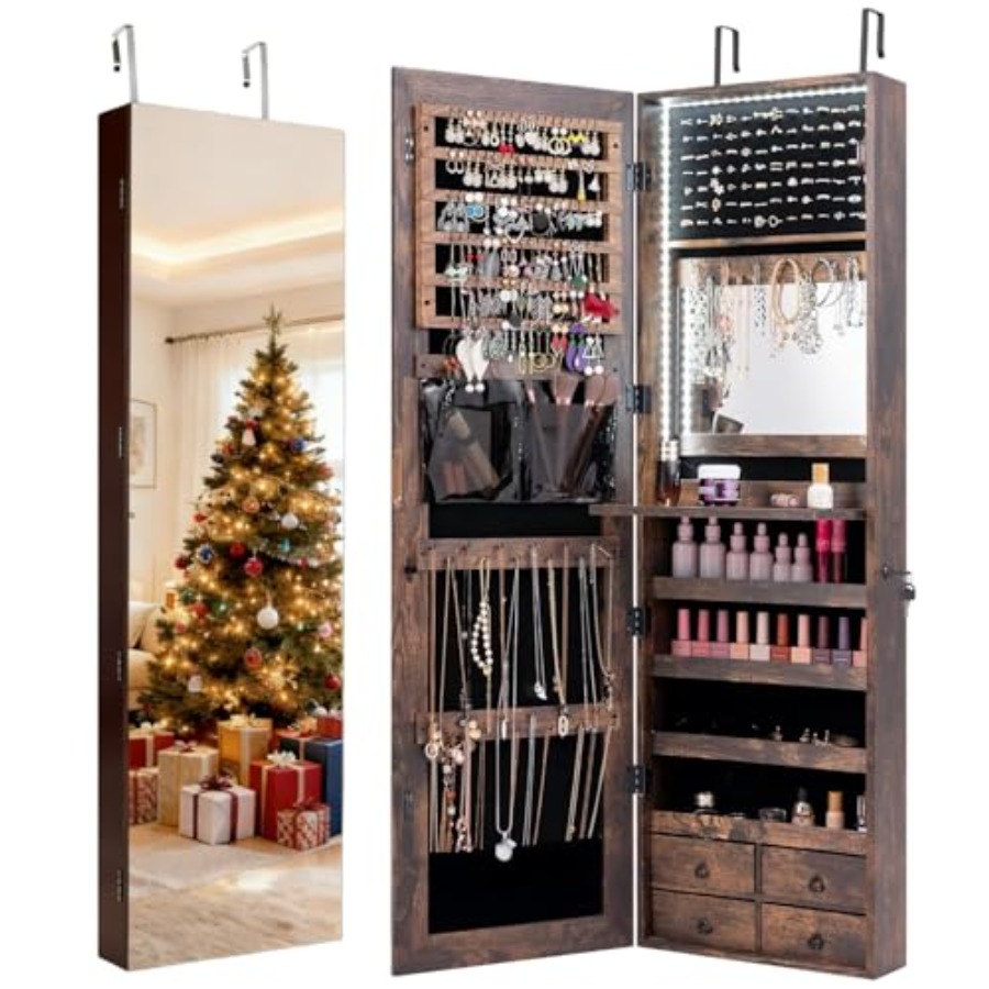 Armario de joyas con 47 luces  - Full Length Mirror Jewelry Armoire reseña y precio