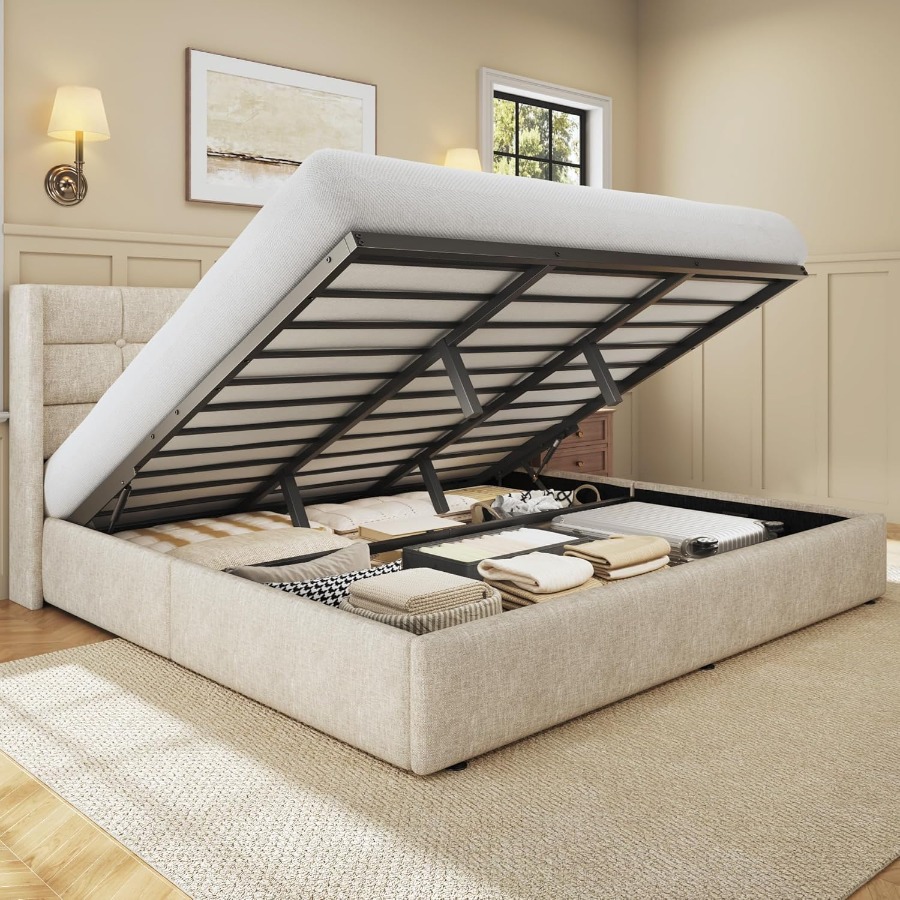 Estructura de cama con espacio - Gas Lift Storage Bed Hydraulic reseña y precio