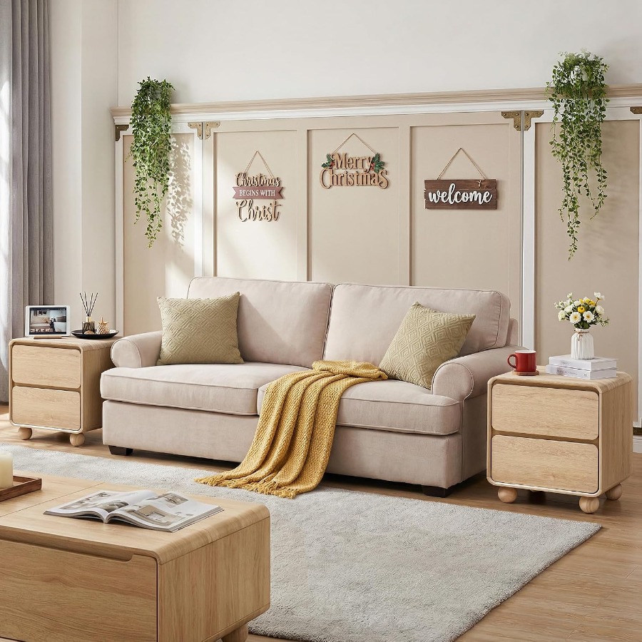 Pequeña mesita de noche con 2  - Solid Wood Nightstand 2 Drawers reseña y precio